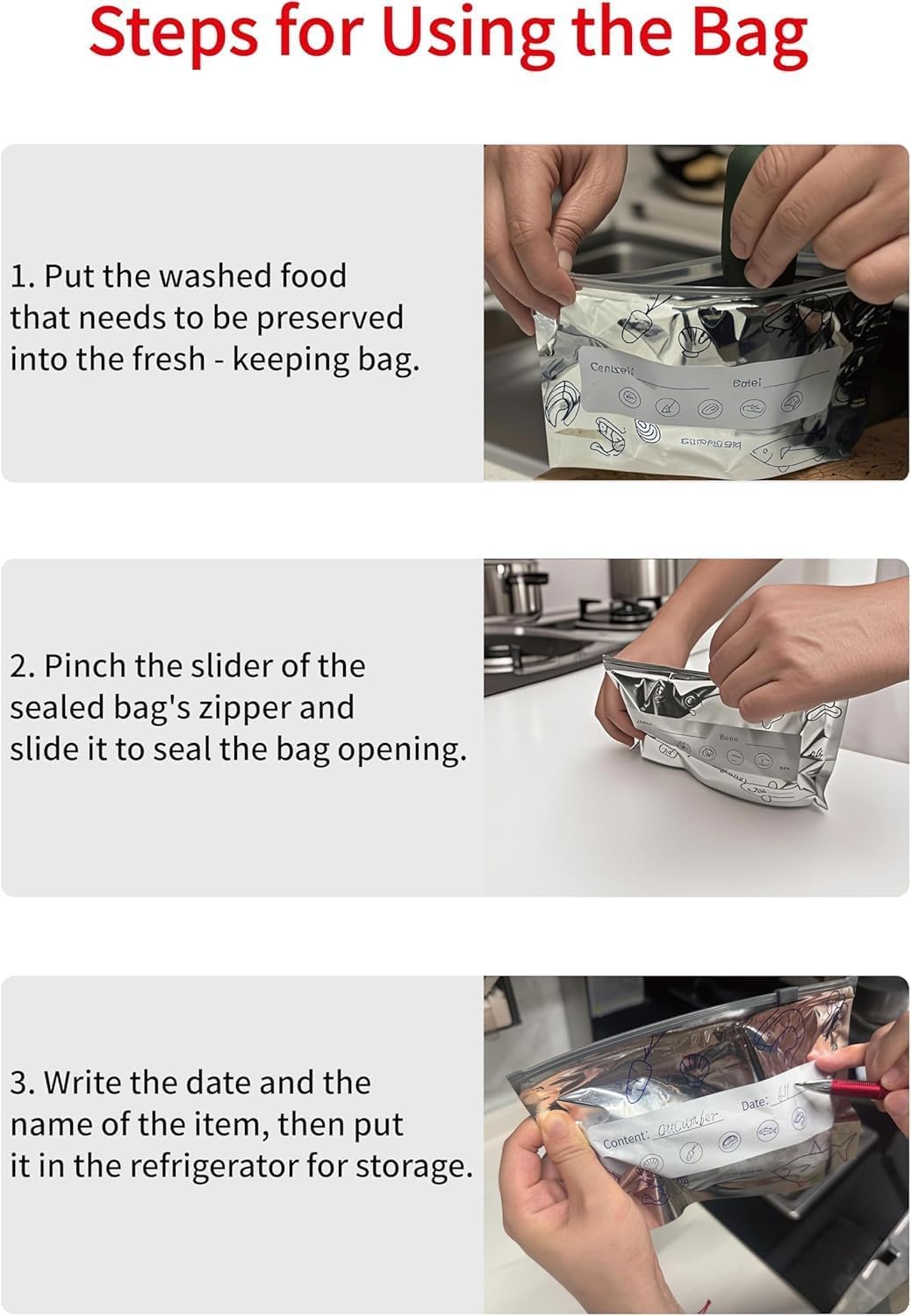 Reusable Aluminum Food Storage Bag Pack of 10
