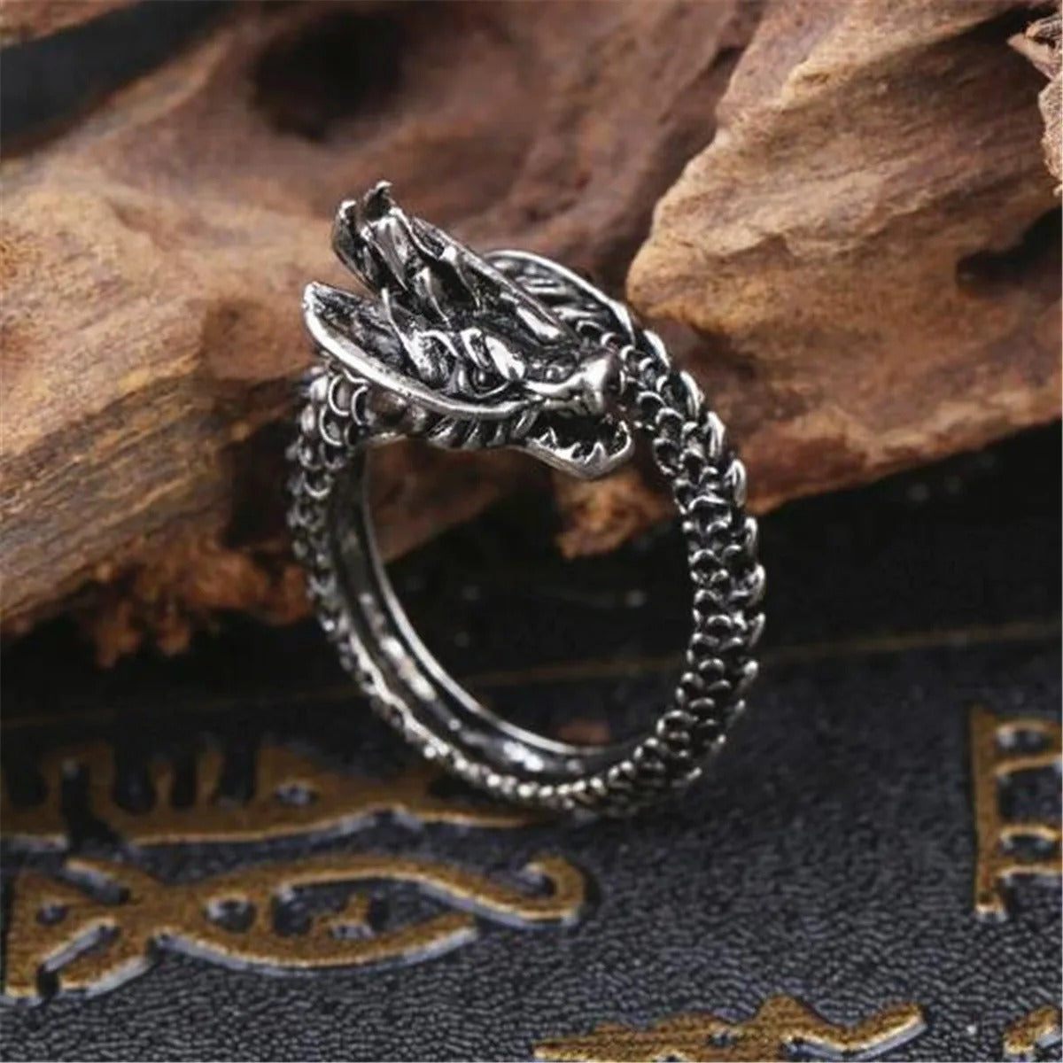 Silver Adjustable Dragon Ring (Pack of 2)