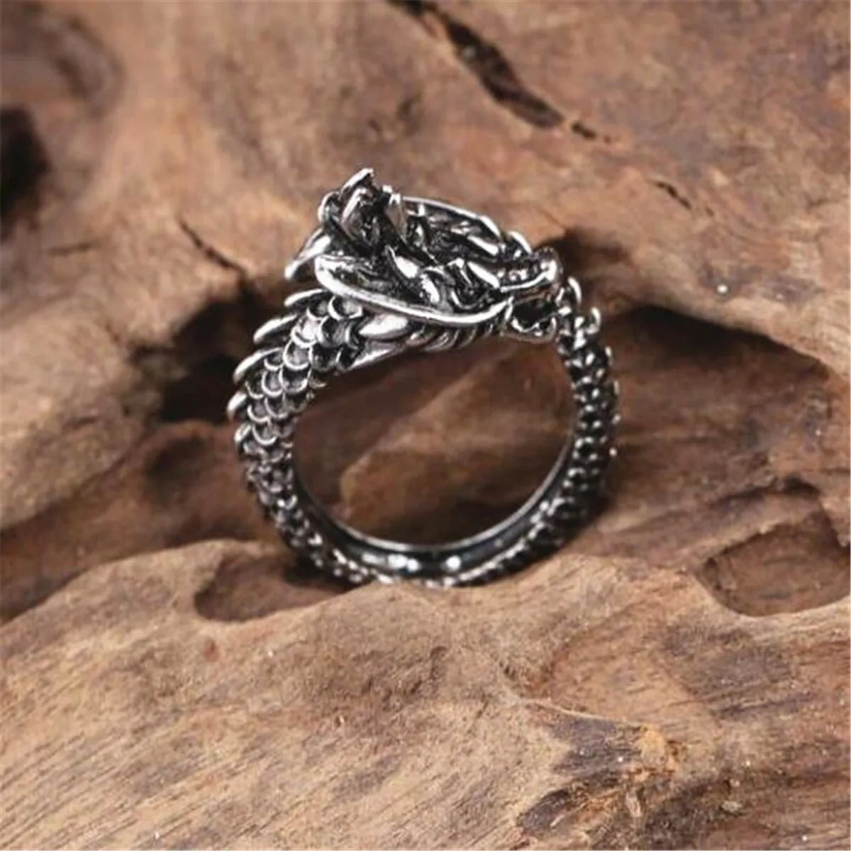 Silver Adjustable Dragon Ring (Pack of 2)