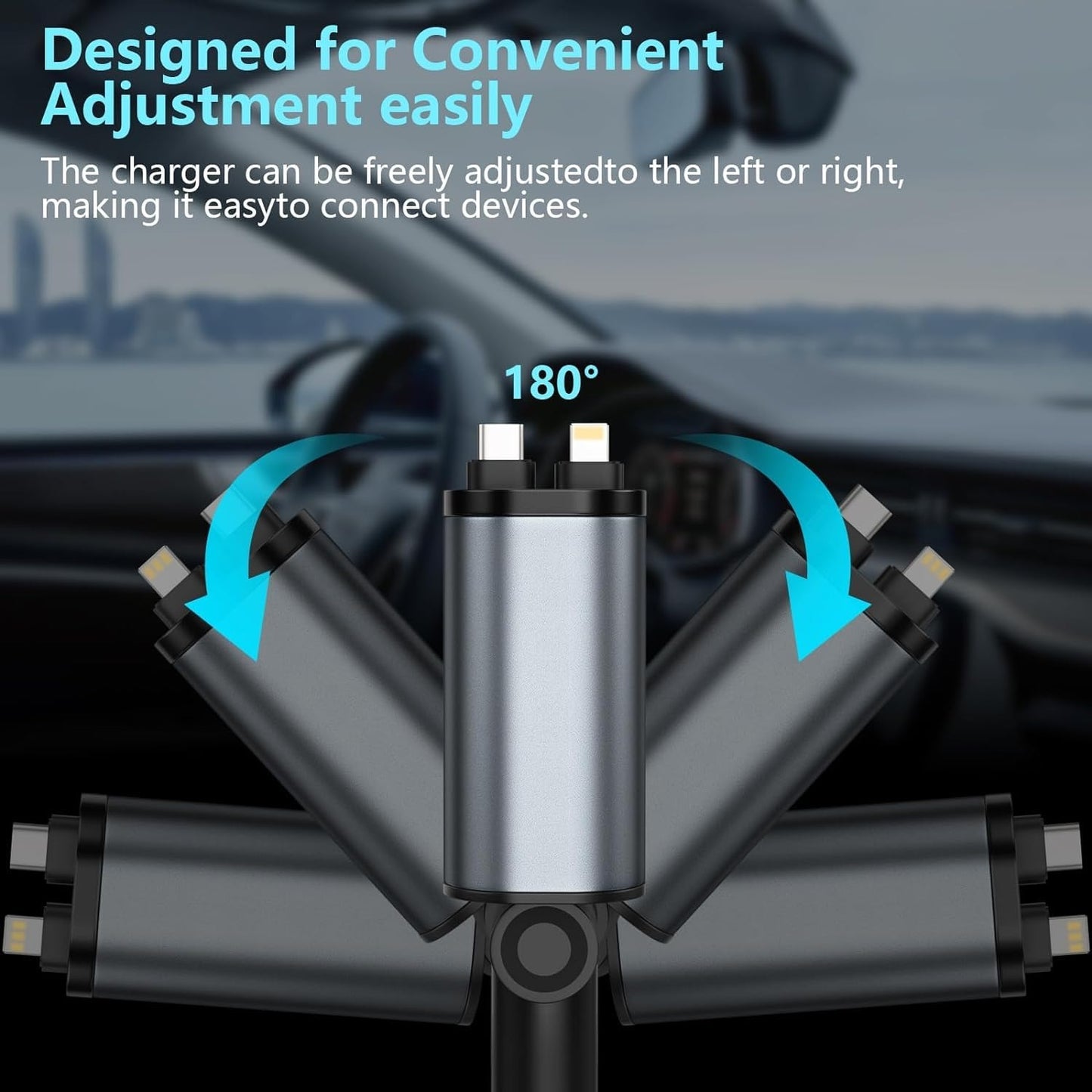 Retractable 4 In 1 Car Charger