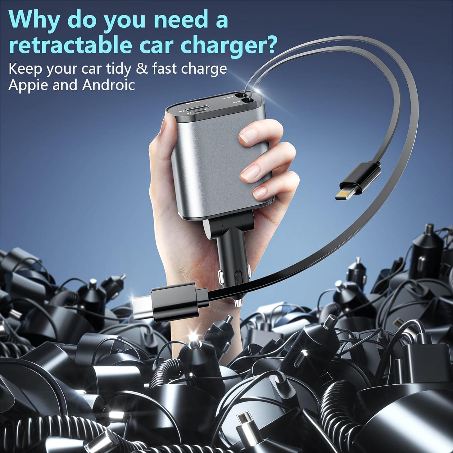 Retractable 4 In 1 Car Charger